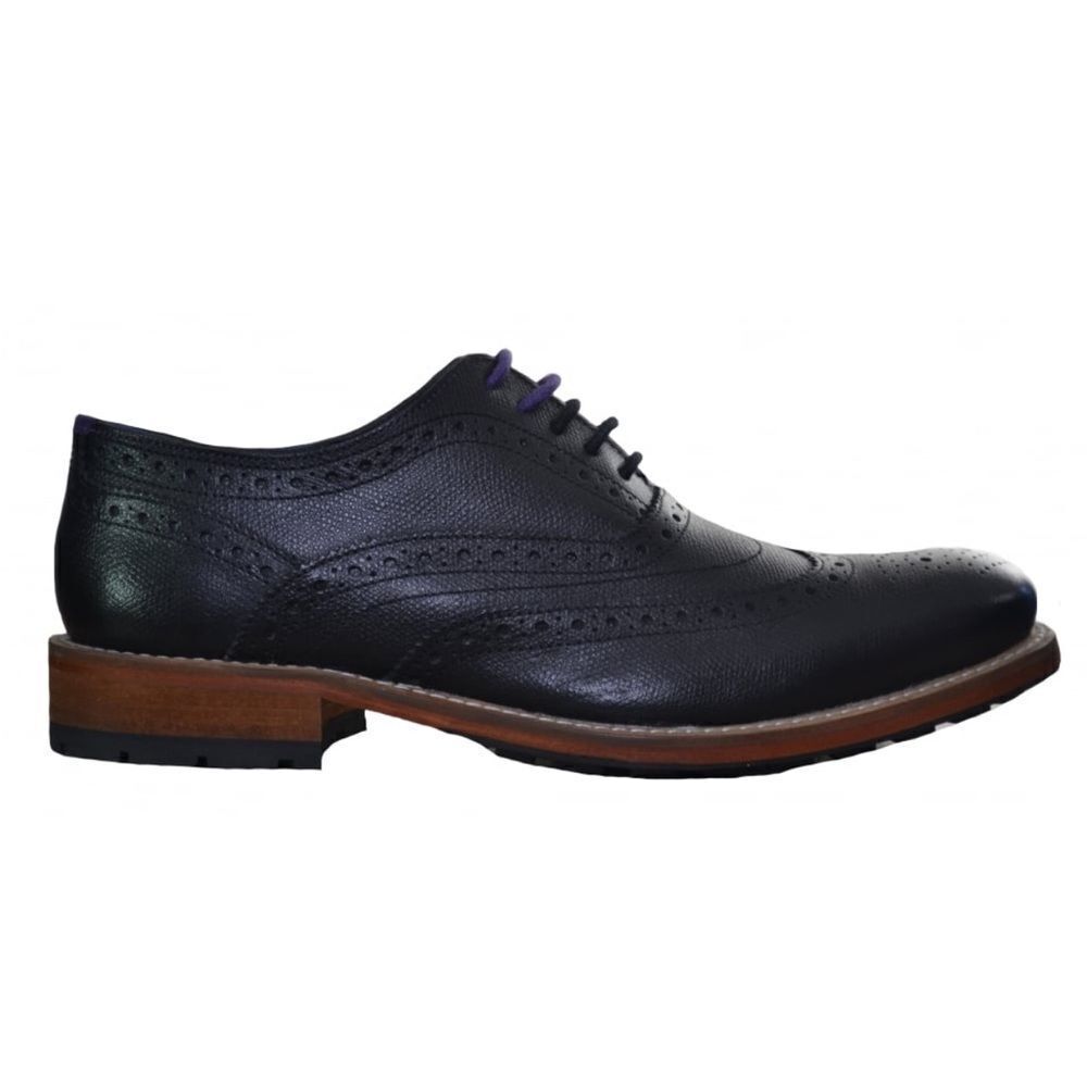 Ted Baker Guri 7 Black Oxford Brogue Shoes With Stacked Block Heel Men's Size 8
